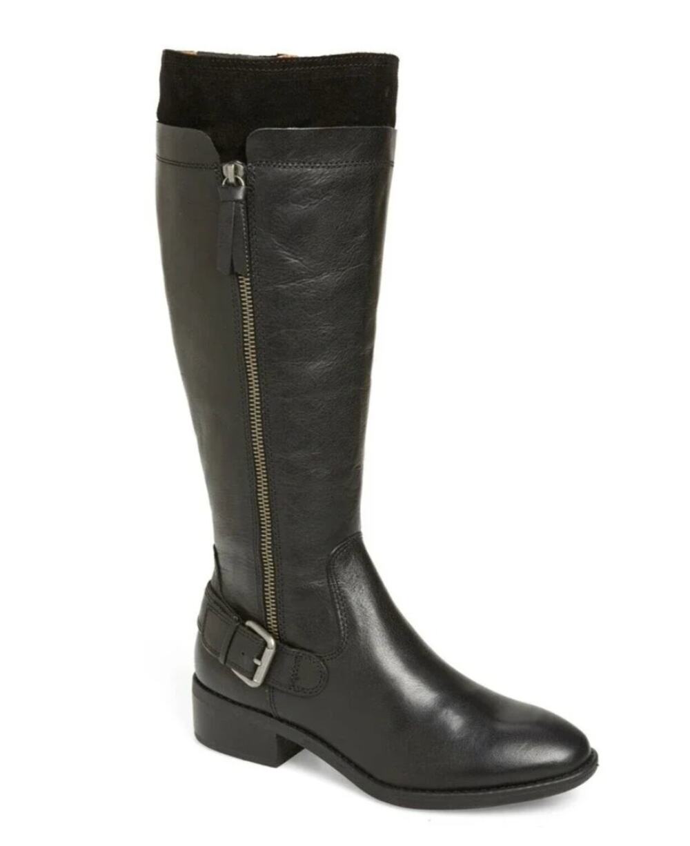 Comfortiva Corozal Black Leather & Suede Tall Riding Boots Size 7.5W Classic